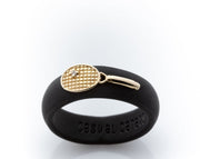 Yellow Gold Diamond Tennis Racket Silicone Ring